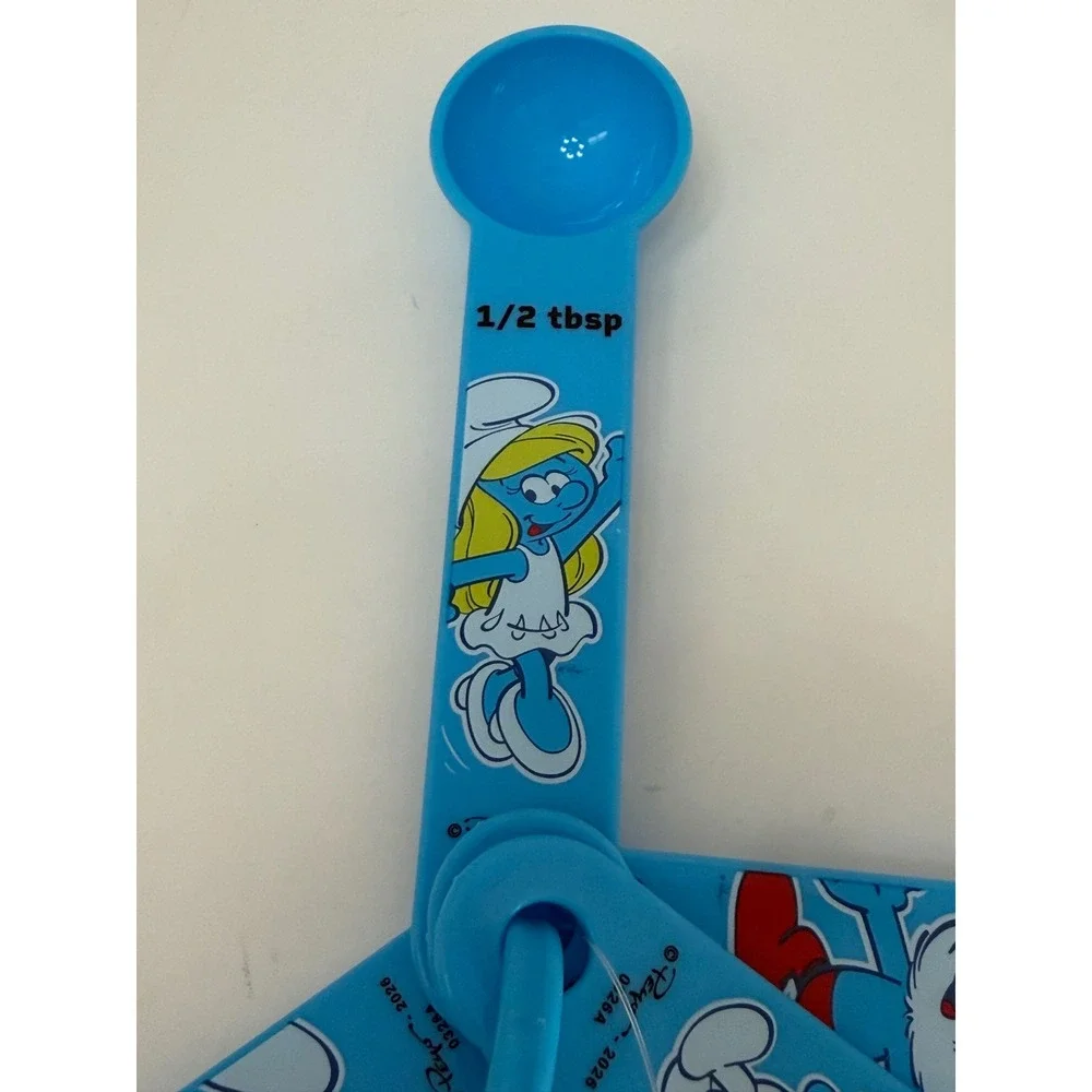 The Smurfs Measuring Spoons Set 5 Piece Blue Plastic Papa Smurf Smurfette New
